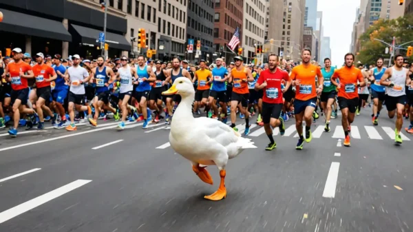 Wrinkle the Duck Earns Another NYC Marathon Medal