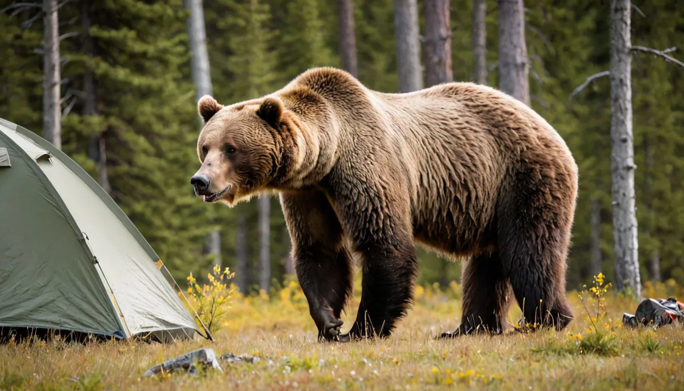 Camper Finds Grizzly Bear Searching for Food Outside his Tent